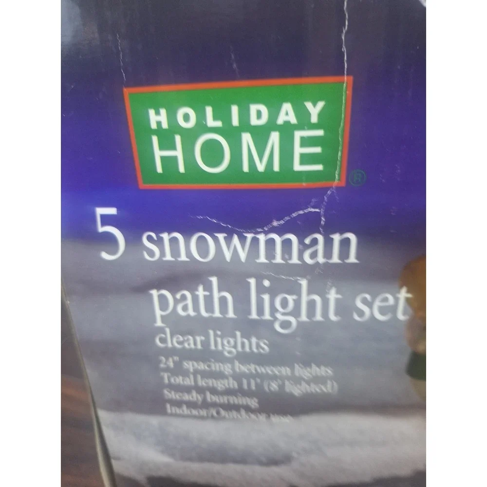 Blow Mold Snowman Path Lights 10ct White Red Green Vintage Style Festive Retro